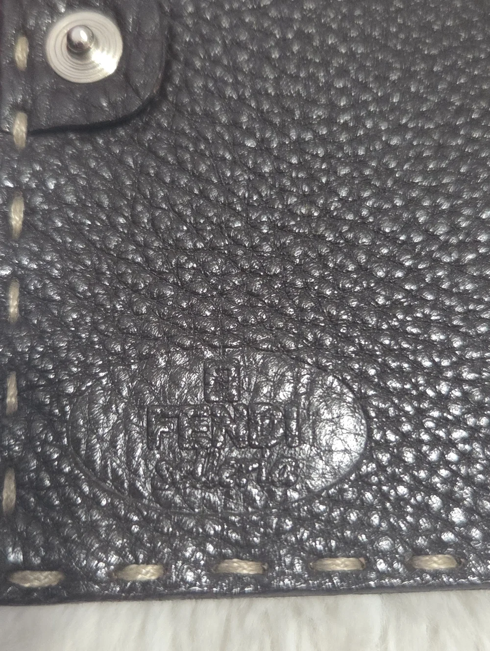 FENDI Dark Brown Selleria Grained Leather Bifold Wallet Saddle Stitch Vtg - Picture 11 of 16